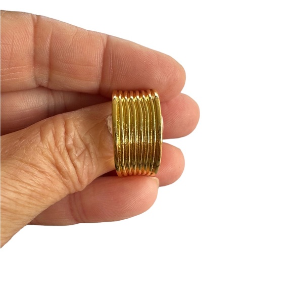 Gold Wide Face Open Back Cuff Ring - Picture 11 of 11